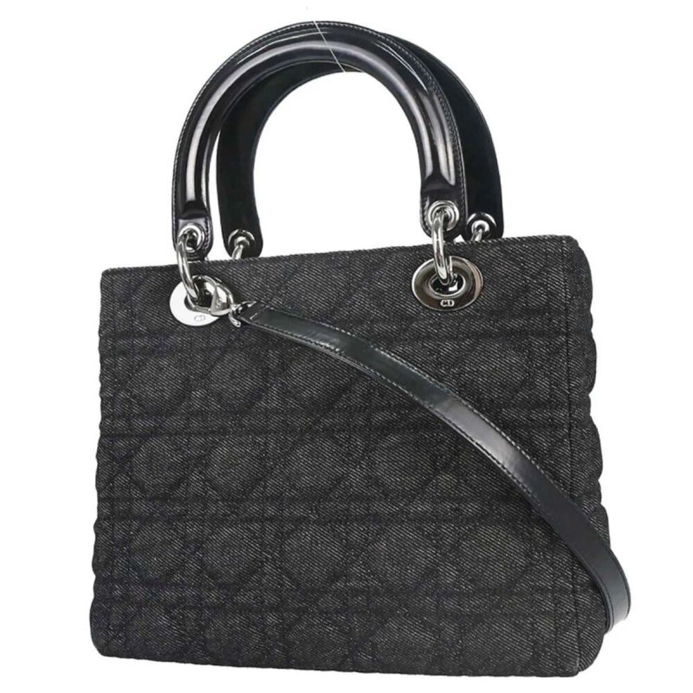 Christian Dior Vintage Lady Dior Cannage Quilt Denim Black Denim_Jeans Handbag - Picture 2 of 15